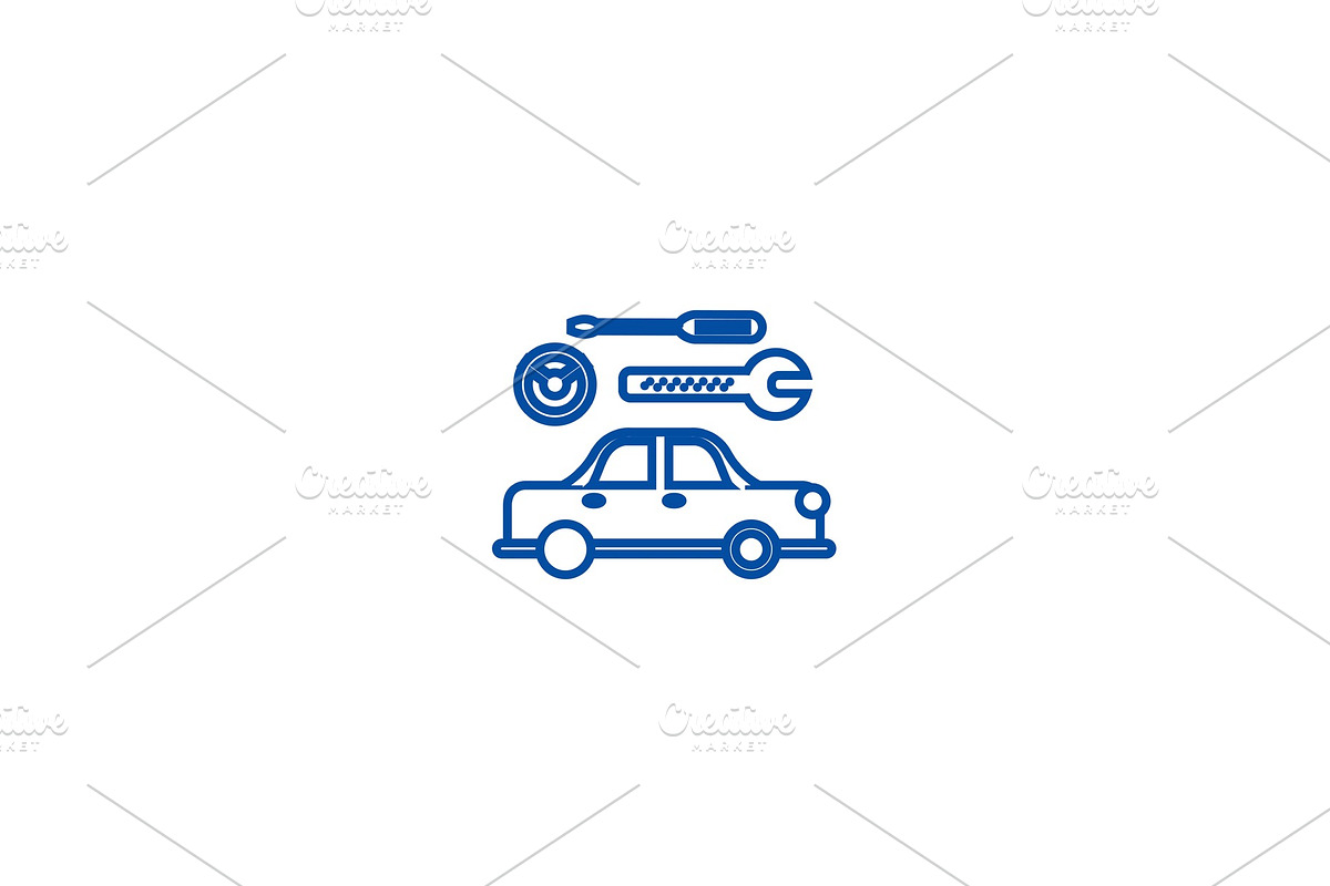 Car service sign line icon concept in Illustrations - product preview 8