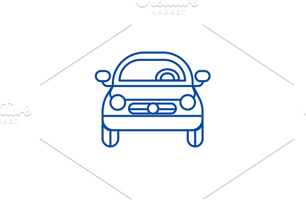 Car vehicle, front view line icon