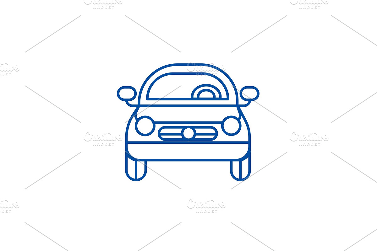 Car vehicle, front view line icon in Illustrations - product preview 8