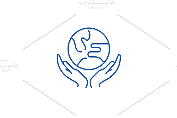 Caring for the world line icon
