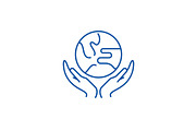 Caring for the world line icon