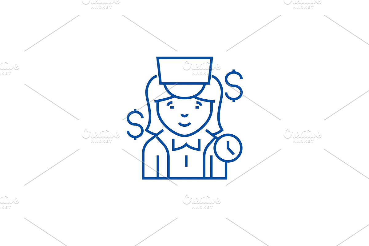 Cashier line icon concept. Cashier in Illustrations - product preview 8