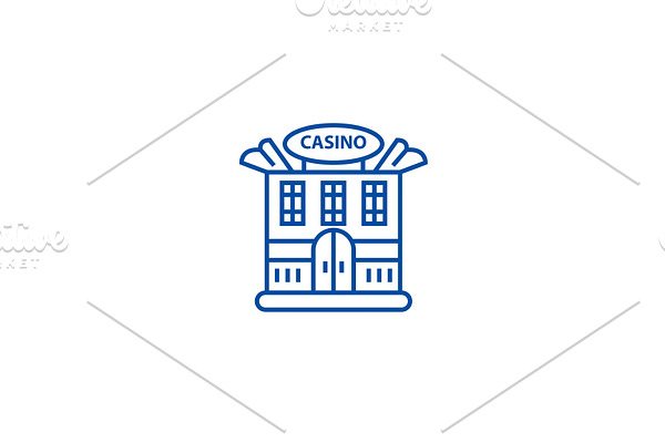 Casino building line icon concept