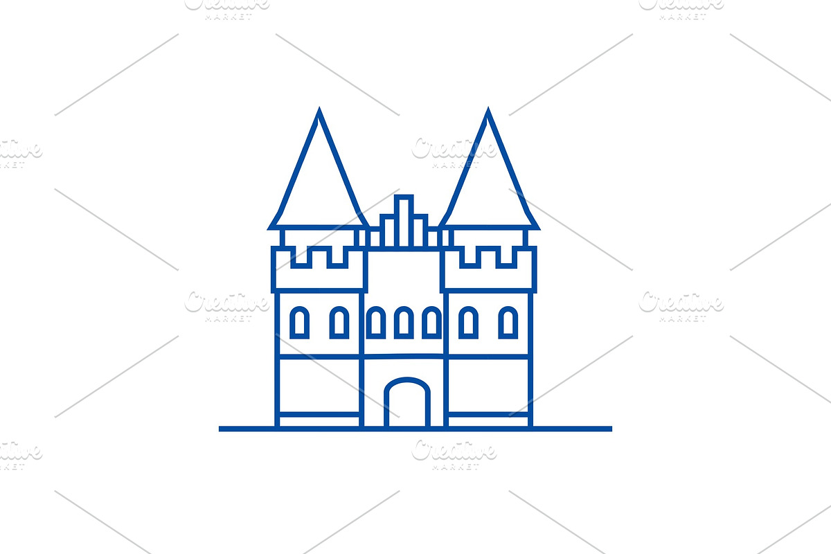 Castle in europe line icon concept in Illustrations - product preview 8