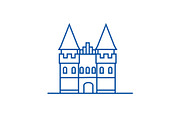 Castle in europe line icon concept