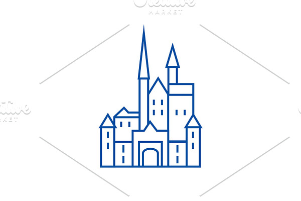 Castle in germany line icon concept