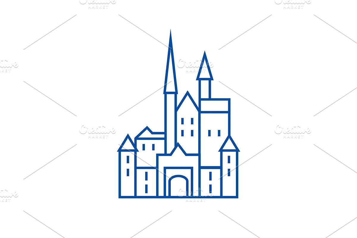 Castle in germany line icon concept in Illustrations - product preview 8