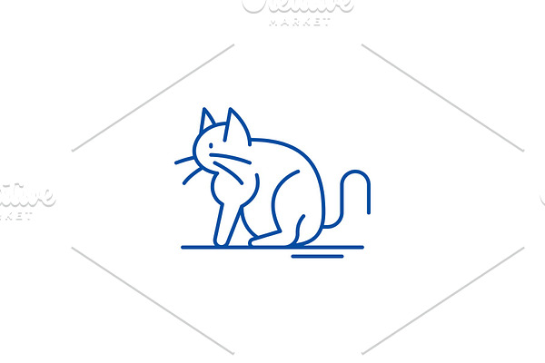 Cat line icon concept. Cat flat