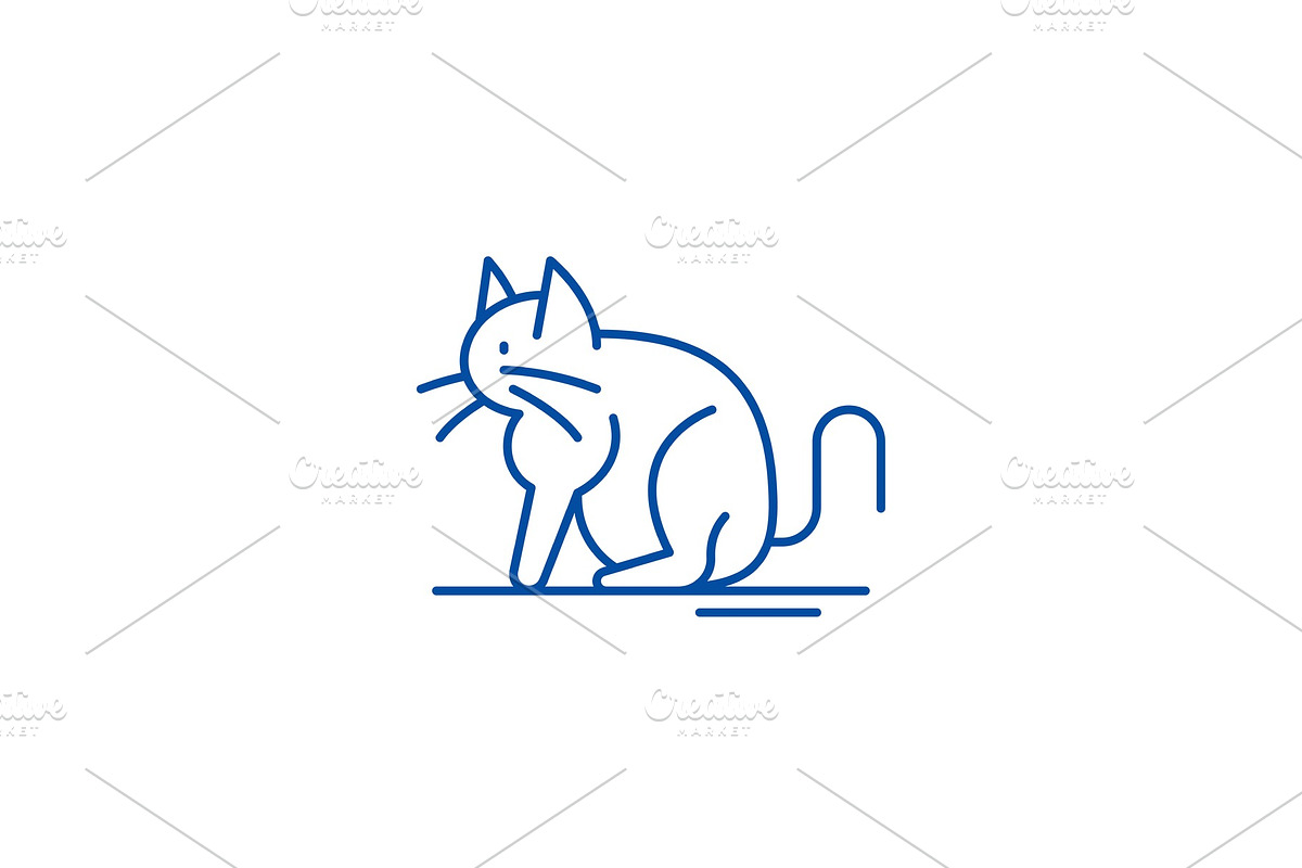Cat line icon concept. Cat flat in Illustrations - product preview 8