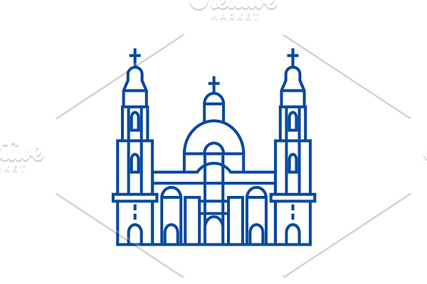 Cathedral church line icon concept