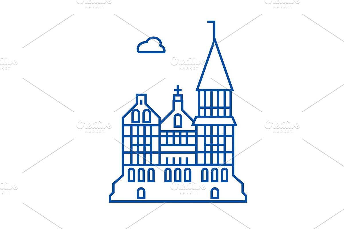 Cathedral, gothic church line icon in Illustrations - product preview 8