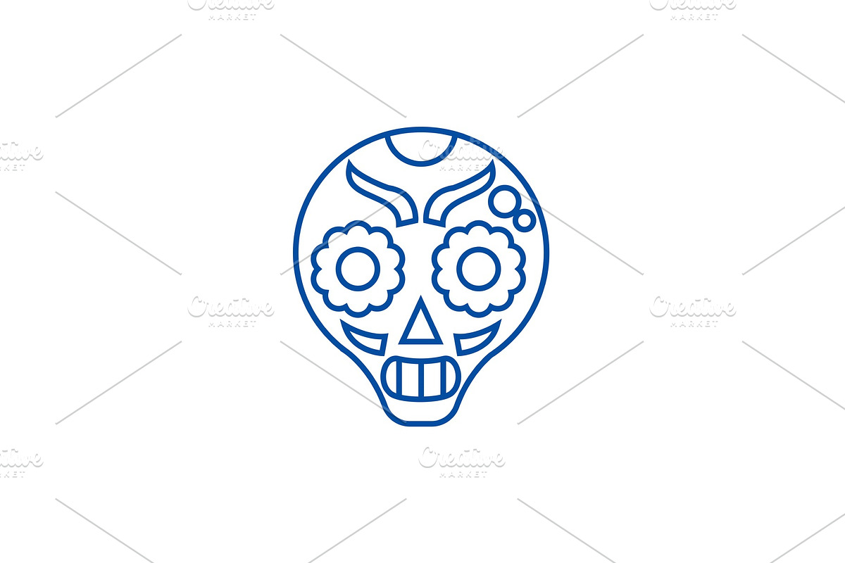 Catrina line icon concept. Catrina in Illustrations - product preview 8