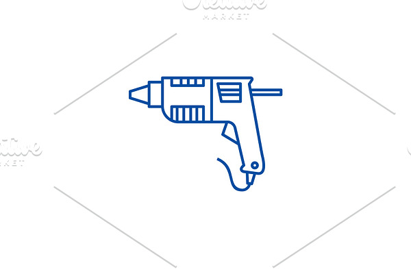 Caulk gun,glue gun line icon concept
