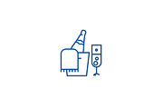 Champagne bottle and glass line icon