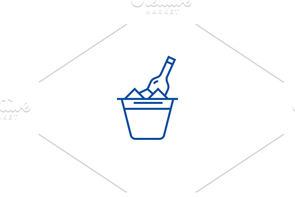 Champagne in bucket line icon
