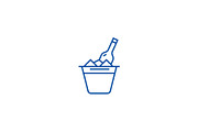Champagne in bucket line icon