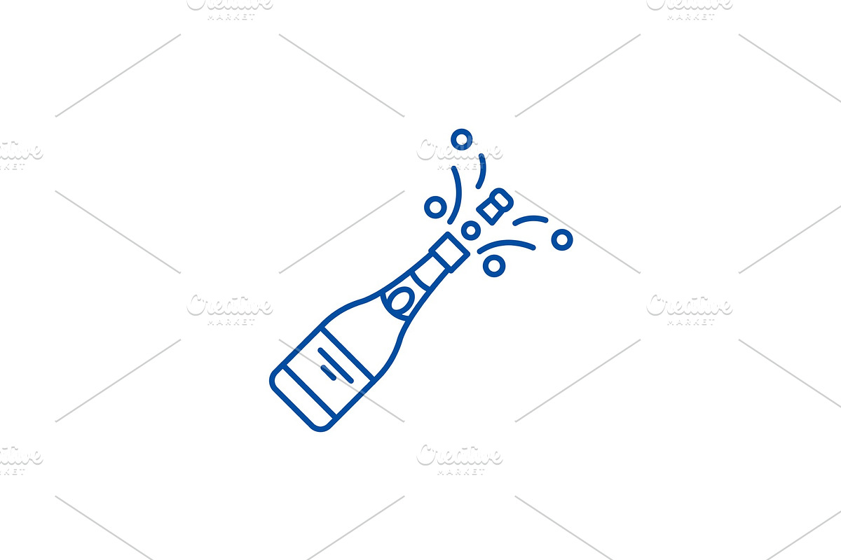 Champagne opening line icon concept in Illustrations - product preview 8