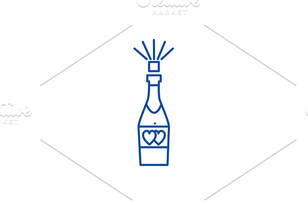 Champagne popping line icon concept