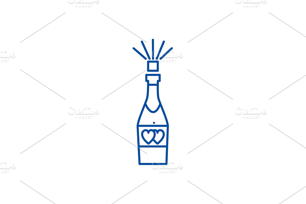 Champagne popping line icon concept in Illustrations - product preview 8