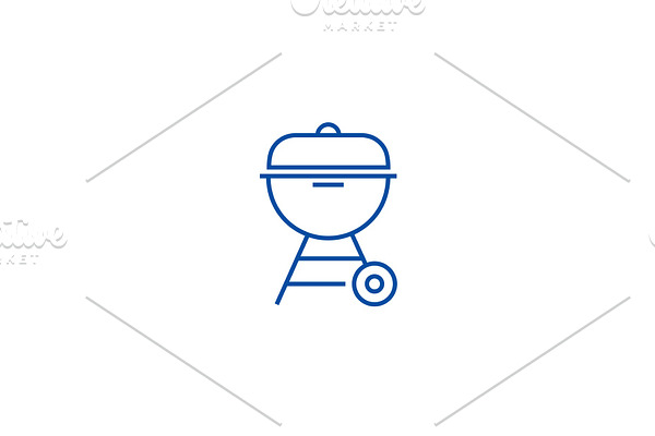 Charcoal grill line icon concept