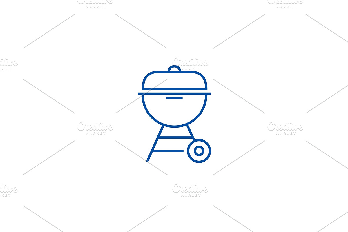 Charcoal grill line icon concept in Illustrations - product preview 8