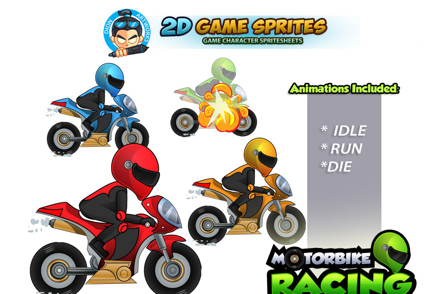 Racing Motorbike Game Sprites in Illustrations - product preview 8