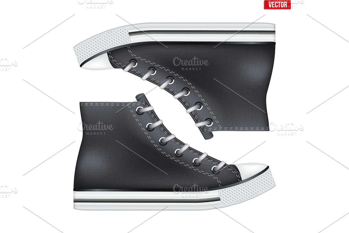 Pair of High Top Canvas Sneaker in Illustrations - product preview 8