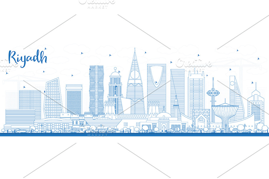 Outline Riyadh Saudi Arabia City in Illustrations - product preview 8