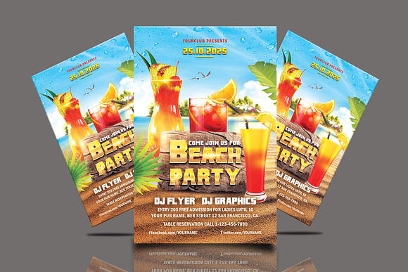 BEACH PARTY FLYER in Flyer Templates - product preview 3