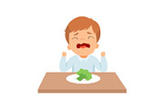 Crying Little Boy Refusing to Eat