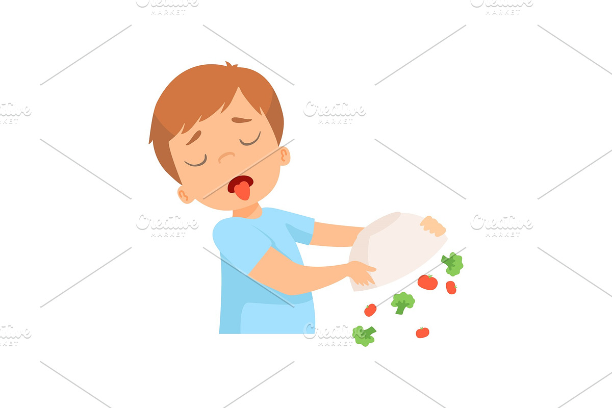 Little Boy Refusing to Eat in Illustrations - product preview 8
