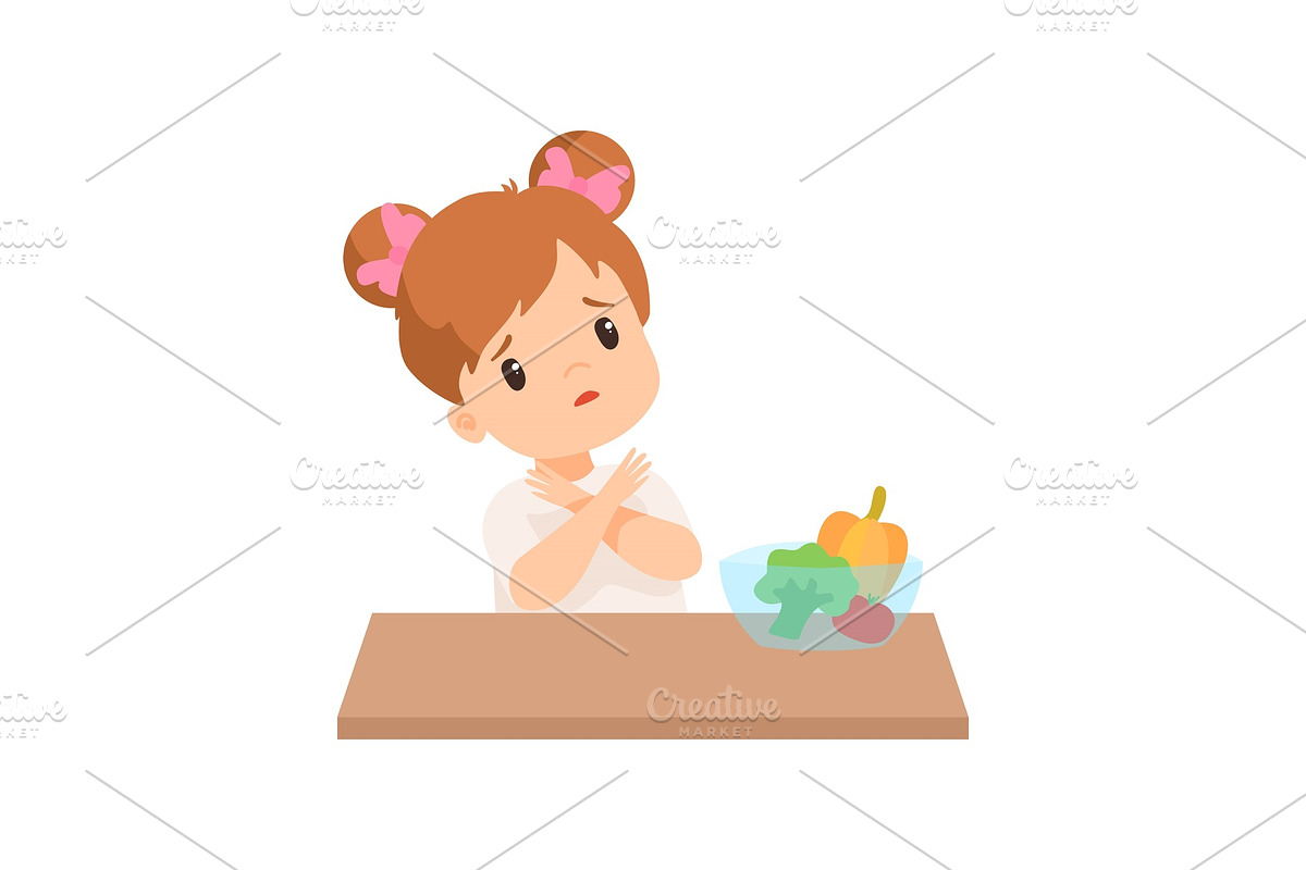 Cute Little Girl Does Not Want to in Illustrations - product preview 8