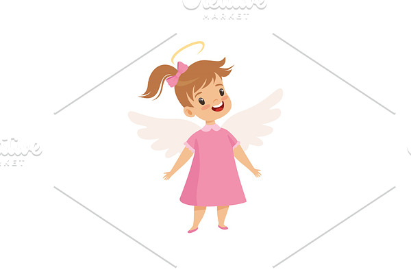 Little Winged Girl With Halo on Her