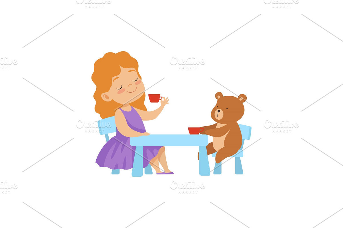 Cute Little Girl Playing With Her in Illustrations - product preview 8
