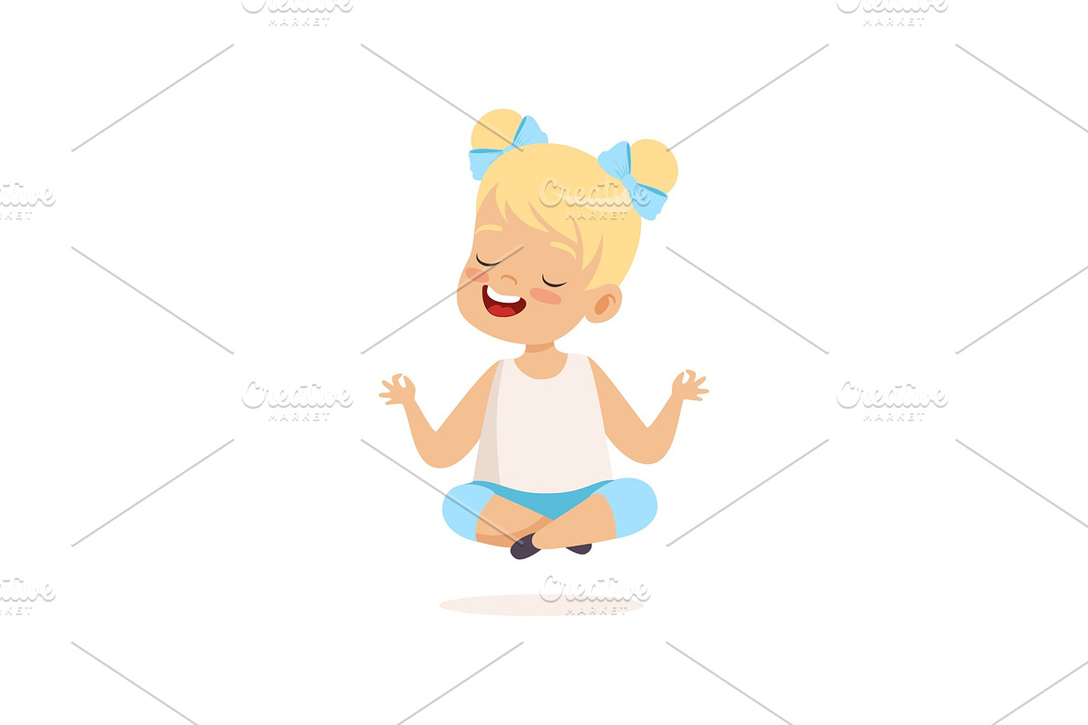Cute Little Smiling Girl Sitting in in Illustrations - product preview 8
