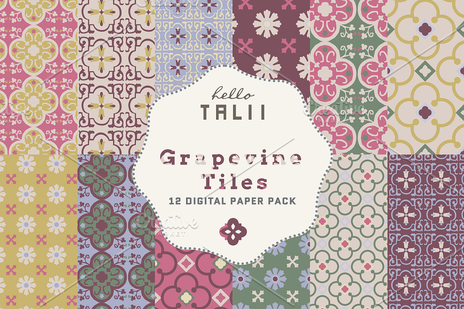 Grapevine Tiles Digital Paper in Patterns - product preview 8