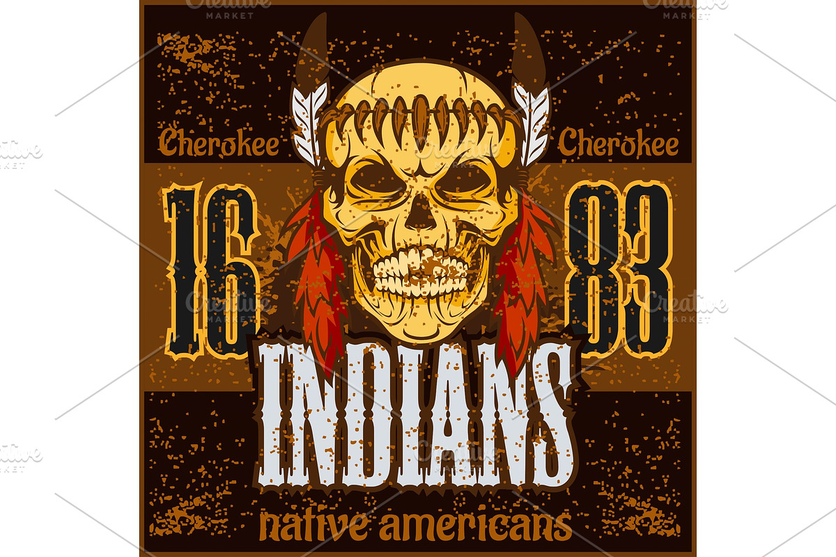 American native chief skull - in Illustrations - product preview 8