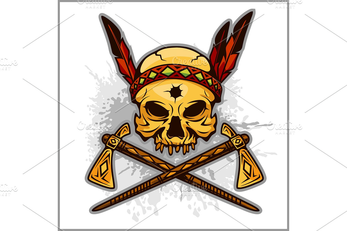 Skull of an indian warrior vector in Objects - product preview 8
