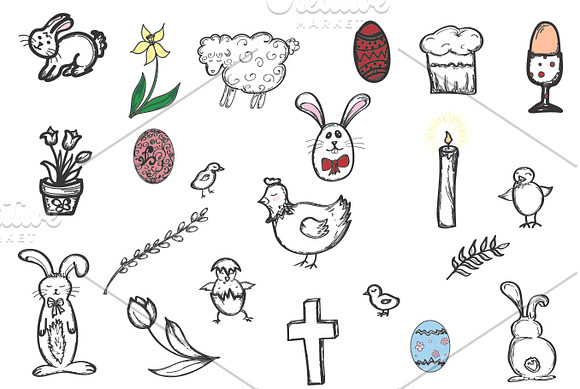 Easter hand drawn elements pack 1 in Graphics - product preview 1