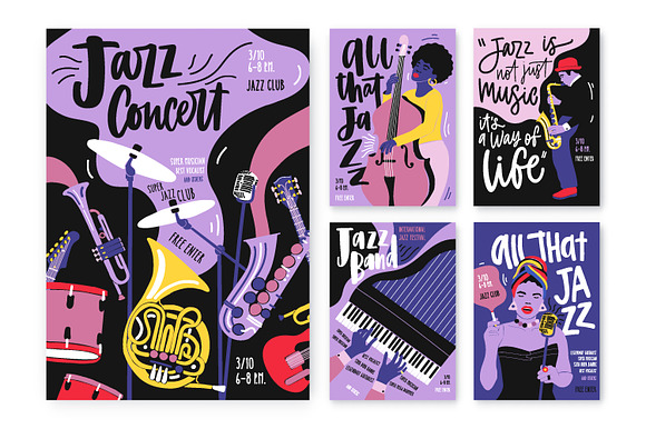 Jazz poster set in Illustrations - product preview 2