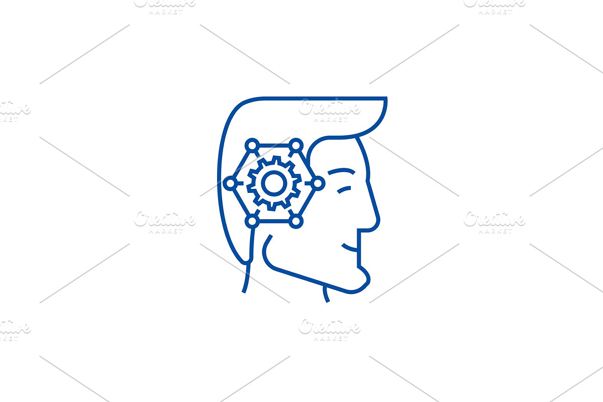Strategic thinking head line icon in Illustrations - product preview 8