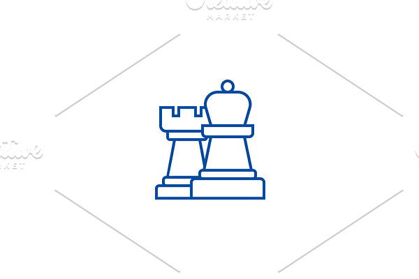 Strategy,chess line icon concept