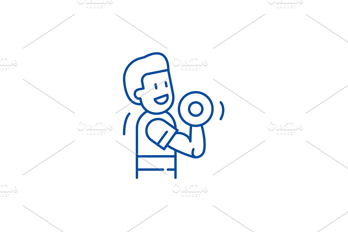Strength training line icon concept in Illustrations - product preview 8