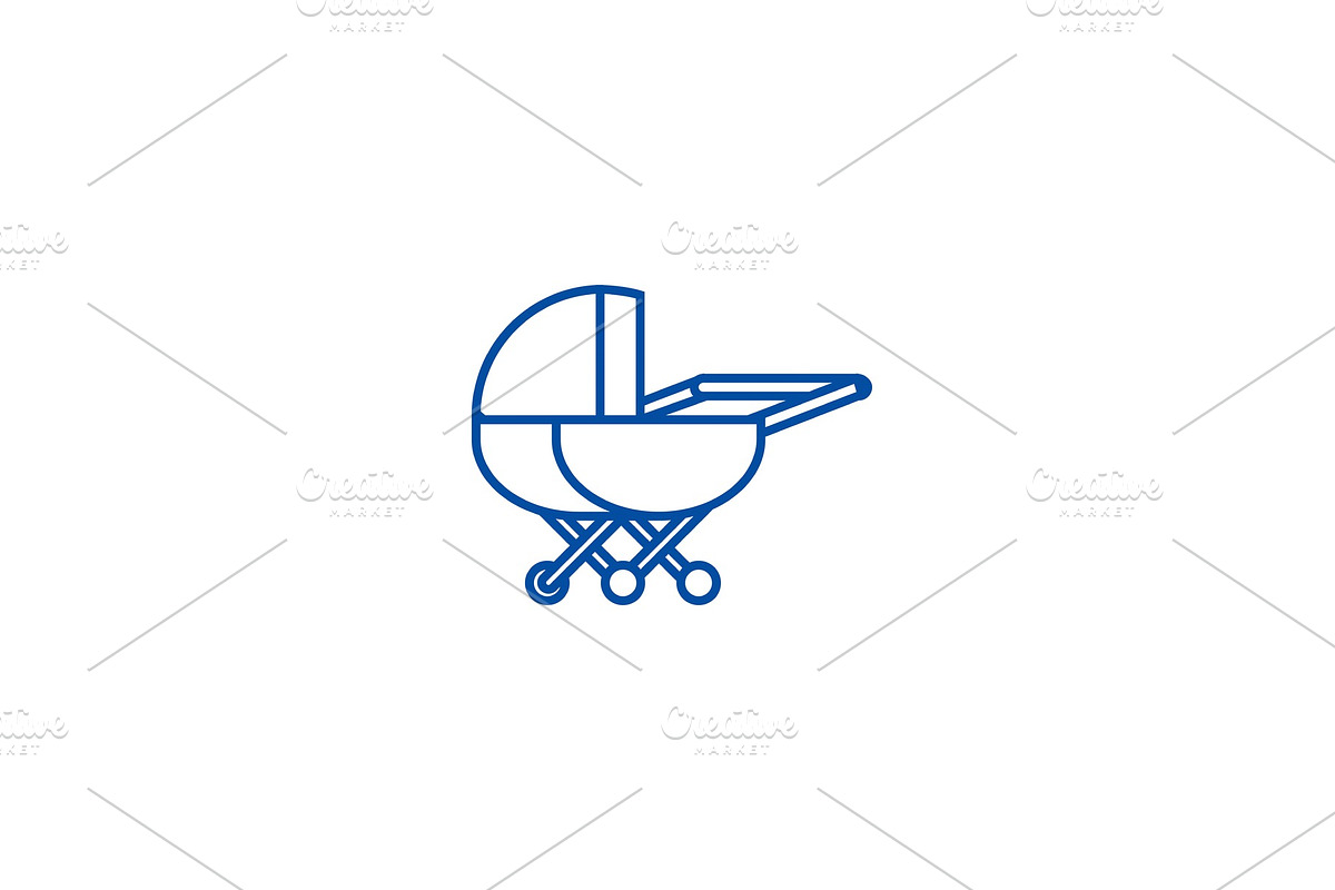 Stroller line icon concept. Stroller in Illustrations - product preview 8