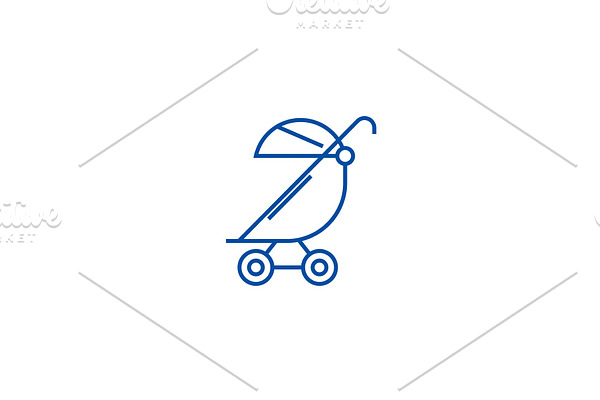 Stroller, buggy line icon concept