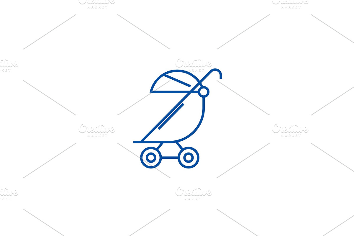 Stroller, buggy line icon concept in Illustrations - product preview 8