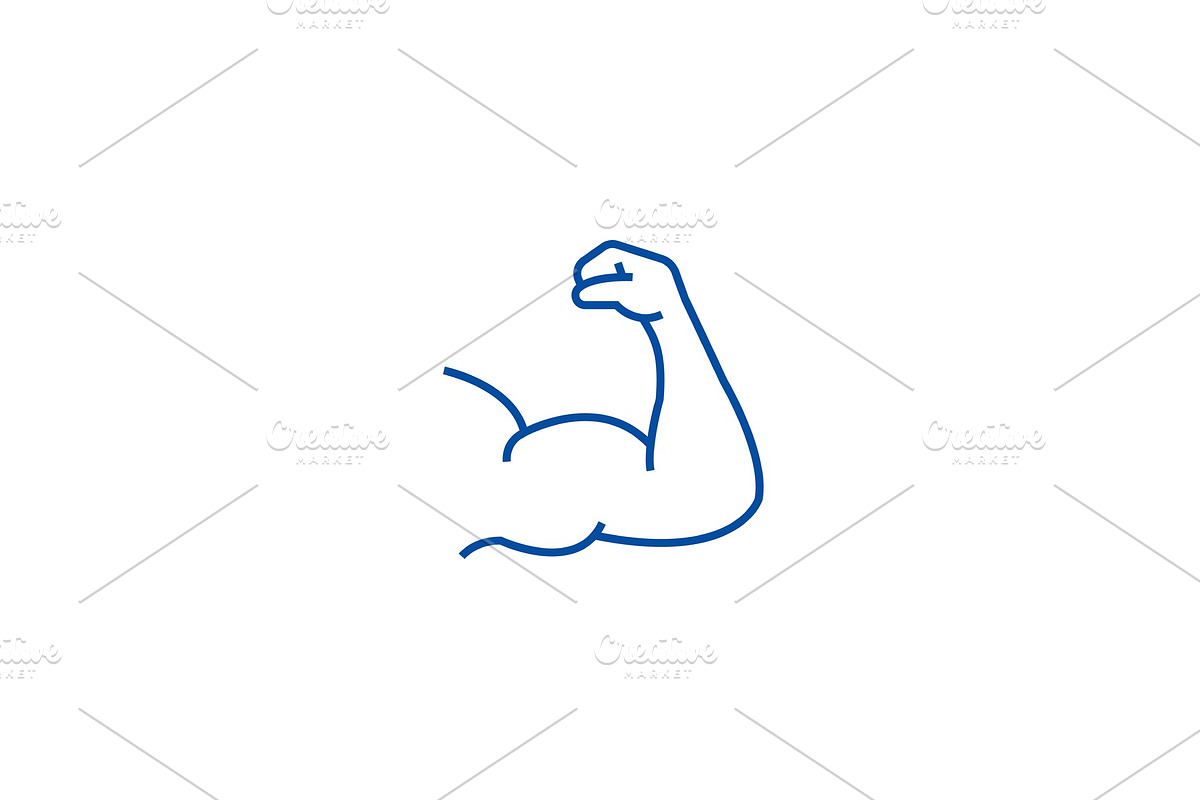 Strong arm, bodybuilding line icon in Illustrations - product preview 8