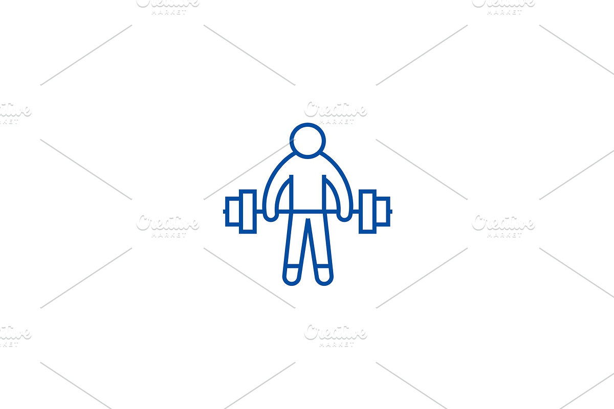 Strong athlete, lifting weights line in Illustrations - product preview 8