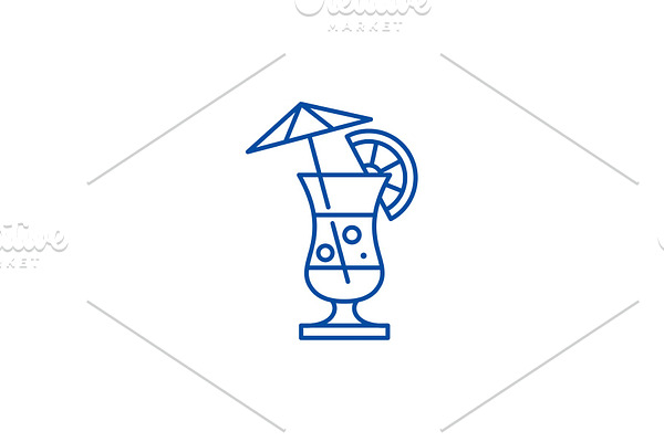 Summer cocktail line icon concept