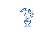 Summer cocktail line icon concept